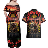 Australia ANZAC Day Couples Matching Off Shoulder Maxi Dress and Hawaiian Shirt Kangaroo and Koala Soldier - Forever in My Thoughts LT03 - Polynesian Pride