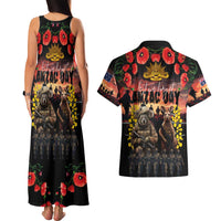 Australia ANZAC Day Couples Matching Tank Maxi Dress and Hawaiian Shirt Kangaroo and Koala Soldier - Forever in My Thoughts LT03 - Polynesian Pride