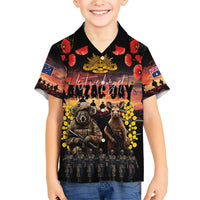 Australia ANZAC Day Family Matching Short Sleeve Bodycon Dress and Hawaiian Shirt Kangaroo and Koala Soldier - Forever in My Thoughts