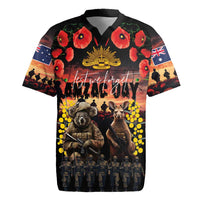 Australia ANZAC Day Rugby Jersey Kangaroo and Koala Soldier - Forever in My Thoughts LT03 Black - Polynesian Pride