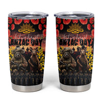 Australia ANZAC Day Tumbler Cup Kangaroo and Koala Soldier Forever in My Thoughts LT03 Black - Polynesian Pride