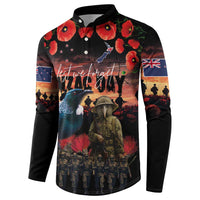 New Zealand ANZAC Day Button Sweatshirt Tui Bird and Kiwi Bird Soldier - Forever in My Thoughts