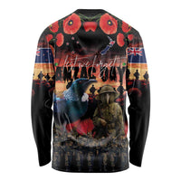 New Zealand ANZAC Day Long Sleeve Shirt Tui Bird and Kiwi Bird Soldier - Forever in My Thoughts