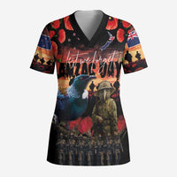 New Zealand ANZAC Day Scrub Top Tui Bird and Kiwi Bird Soldier - Forever in My Thoughts - Polynesian Pride