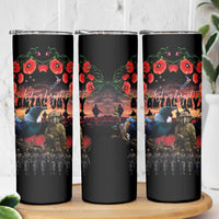 New Zealand ANZAC Day Skinny Tumbler Tui Bird and Kiwi Bird Soldier Forever in My Thoughts