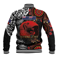 Australia and New Zealand ANZAC Day Baseball Jacket Aboriginal and Maori Art Pattern - Gallipoli Lest We Forget LT03 - Polynesian Pride