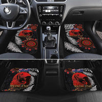 Australia and New Zealand ANZAC Day Car Mats Aboriginal and Maori Art Pattern - Gallipoli Lest We Forget LT03 Set 4pcs Black - Polynesian Pride