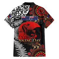 Australia and New Zealand ANZAC Day Hawaiian Shirt Aboriginal and Maori Art Pattern - Gallipoli Lest We Forget LT03 - Polynesian Pride