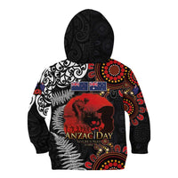 Australia and New Zealand ANZAC Day Kid Hoodie Aboriginal and Maori Art Pattern - Gallipoli Lest We Forget