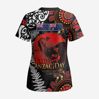 Australia and New Zealand ANZAC Day Scrub Top Aboriginal and Maori Art Pattern - Gallipoli Lest We Forget - Polynesian Pride