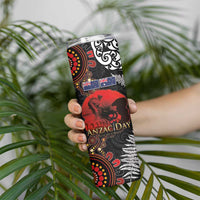 Australia and New Zealand ANZAC Day Skinny Tumbler Aboriginal and Maori Art Pattern Gallipoli Lest We Forget