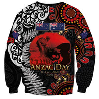 Australia and New Zealand ANZAC Day Sweatshirt Aboriginal and Maori Art Pattern - Gallipoli Lest We Forget LT03 - Polynesian Pride