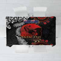 Australia and New Zealand ANZAC Day Tablecloth Aboriginal and Maori Art Pattern - Gallipoli Lest We Forget LT03 Black - Polynesian Pride