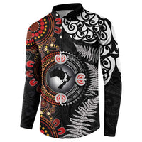 Australia and New Zealand Together Button Sweatshirt Aboriginal and Maori Art Tattoo LT03 - Polynesian Pride