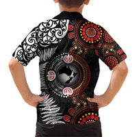 Australia and New Zealand Together Kid Hawaiian Shirt Aboriginal and Maori Art Tattoo