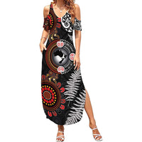 Australia and New Zealand Together Summer Maxi Dress Aboriginal and Maori Art Tattoo
