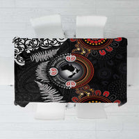 Australia and New Zealand Together Tablecloth Aboriginal and Maori Art Tattoo LT03 Black - Polynesian Pride