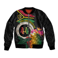 Vanuatu Selebretem 44th Indipendens Dei Bomber Jacket Sand Drawing Turtle Melanesian Vibes LT03 Unisex Black - Polynesian Pride