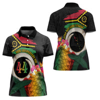Vanuatu Selebretem 44th Indipendens Dei Women Polo Shirt Sand Drawing Turtle Melanesian Vibes