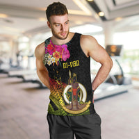 Vanuatu Ni-Van Men Tank Top Coat of Arms Sand Drawing LT03 Black - Polynesian Pride