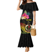 Vanuatu Ni-Van Mermaid Dress Coat of Arms Sand Drawing LT03 Women Black - Polynesian Pride