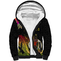 Vanuatu Ni-Van Sherpa Hoodie Coat of Arms Sand Drawing LT03 Unisex Black - Polynesian Pride