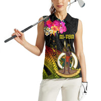 Vanuatu Ni-Van Women Sleeveless Polo Shirt Coat of Arms Sand Drawing