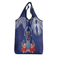 Guam Liberation Day Grocery Bag The Tribal Latte Stone and Dolphins with Hibiscus Chamorro Culture