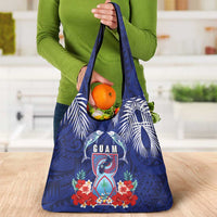 Guam Liberation Day Grocery Bag The Tribal Latte Stone and Dolphins with Hibiscus Chamorro Culture