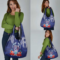 Guam Liberation Day Grocery Bag The Tribal Latte Stone and Dolphins with Hibiscus Chamorro Culture