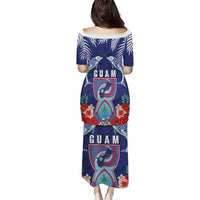 Guam Liberation Day Puletasi The Tribal Latte Stone and Dolphins with Hibiscus Chamorro Culture