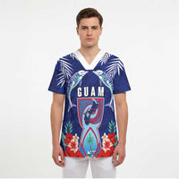 Guam Liberation Day Scrub Top The Tribal Latte Stone and Dolphins with Hibiscus Chamorro Culture LT03 - Polynesian Pride