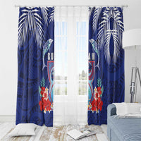 Guam Liberation Day Window Curtain The Tribal Latte Stone and Dolphins with Hibiscus Chamorro Culture