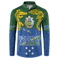 Solomon Islands Button Sweatshirt The Guardians-Tribal Crocodile and Shark Melanesian Tattoo