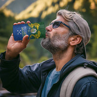 Solomon Islands 4 in 1 Can Cooler Tumbler The Guardians-Tribal Crocodile and Shark Melanesian Tattoo