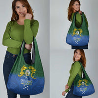 Solomon Islands Grocery Bag The Guardians-Tribal Crocodile and Shark Melanesian Tattoo