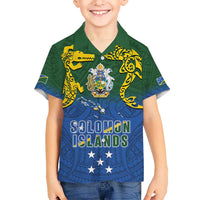 Solomon Islands Kid Hawaiian Shirt The Guardians-Tribal Crocodile and Shark Melanesian Tattoo