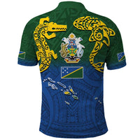 Solomon Islands Polo Shirt The Guardians-Tribal Crocodile and Shark Melanesian Tattoo