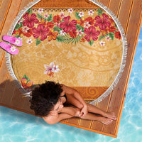 Hawaii Hibiscus Beach Blanket Turtles and Tribal Motifs Vintage Floral Style LT03 - Polynesian Pride