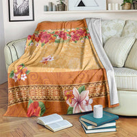 Hawaii Hibiscus Blanket Turtles and Tribal Motifs Vintage Floral Style LT03 Yellow - Polynesian Pride