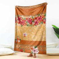 Hawaii Hibiscus Blanket Turtles and Tribal Motifs Vintage Floral Style LT03 - Polynesian Pride