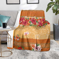 Hawaii Hibiscus Blanket Turtles and Tribal Motifs Vintage Floral Style LT03 - Polynesian Pride