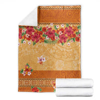 Hawaii Hibiscus Blanket Turtles and Tribal Motifs Vintage Floral Style LT03 - Polynesian Pride