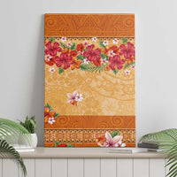 Hawaii Hibiscus Canvas Wall Art Turtles and Tribal Motifs Vintage Floral Style LT03 - Polynesian Pride