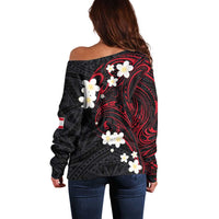 French Polynesia Tiare Day Off Shoulder Sweater Seal and Polynesian Pattern