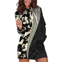 Bula Hibiscus Festival Hoodie Dress Tapa Pattern Half Style LT03 Beige - Polynesian Pride