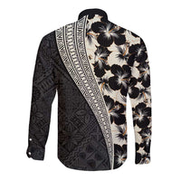 Bula Hibiscus Festival Long Sleeve Button Shirt Tapa Pattern Half Style