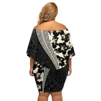 Bula Hibiscus Festival Off Shoulder Short Dress Tapa Pattern Half Style LT03 - Polynesian Pride