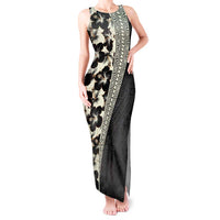 Bula Hibiscus Festival Tank Maxi Dress Tapa Pattern Half Style LT03 Women Beige - Polynesian Pride