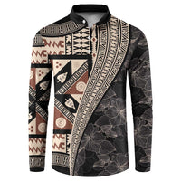 Bula Hibiscus Festival Button Sweatshirt Fijian Masi Pattern Half Style